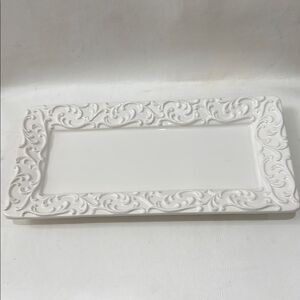 Handmade Italy Elegant White Rectangular Bread Serving Platter Vanity Bath Tray